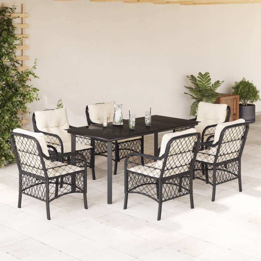Caféset Med Dynor 3 Delar Svart Konstrotting