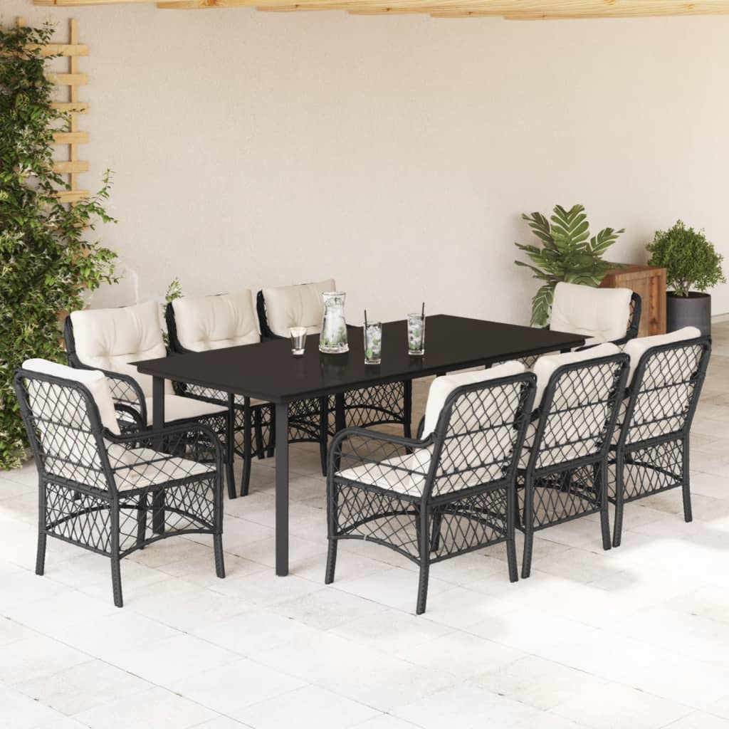 Caféset Med Dynor 3 Delar Svart Konstrotting