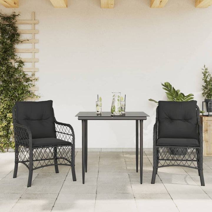 Matgrupp För Trädgården Med Dynor 5 Delar Svart Konstrottning