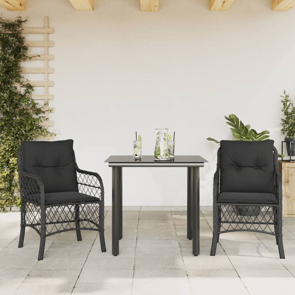 Matgrupp För Trädgården Med Dynor 5 Delar Svart Konstrottning