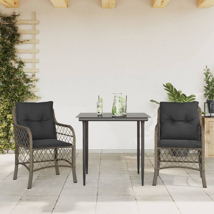 Caféset Med Dynor 3 Delar Grå Konstrotting