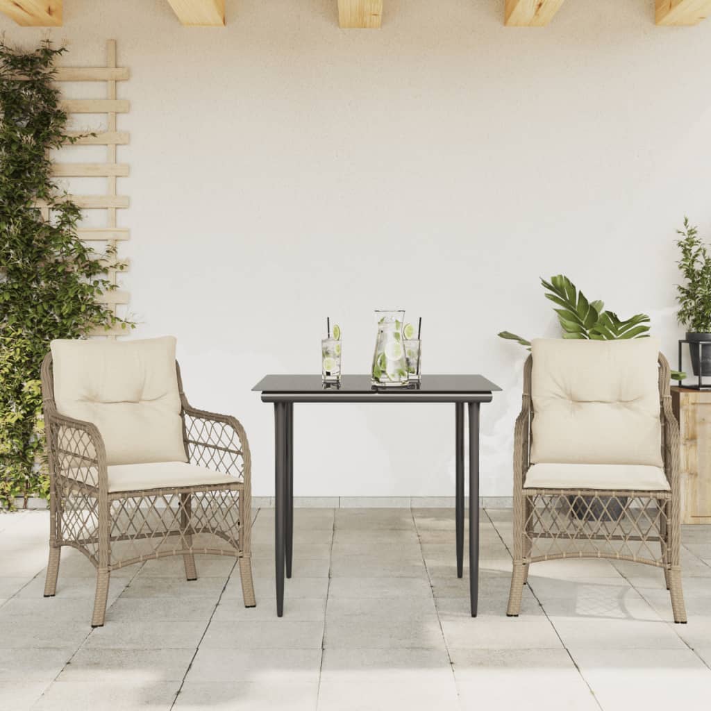 Matgrupp För Trädgården Med Dynor 5 Delar Beige Konstrotting