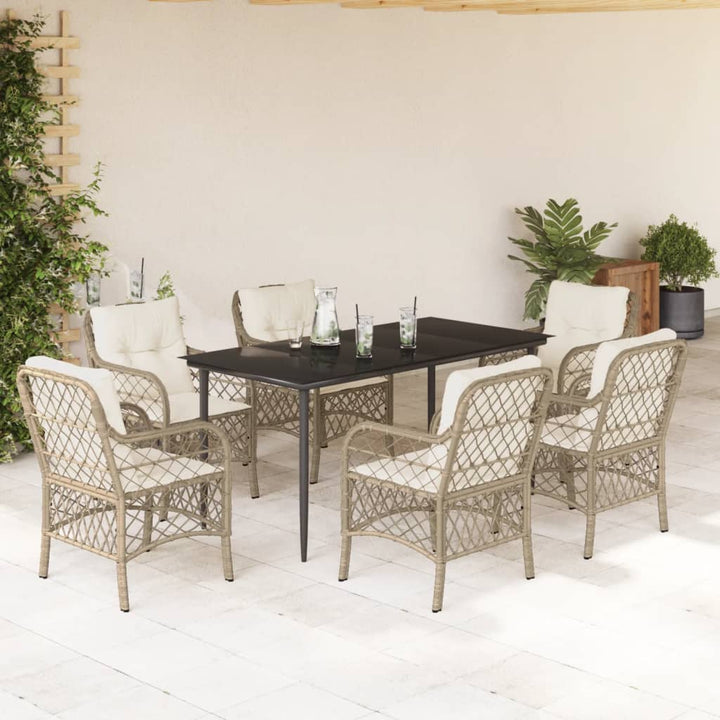 Matgrupp För Trädgården Med Dynor 5 Delar Beige Konstrotting