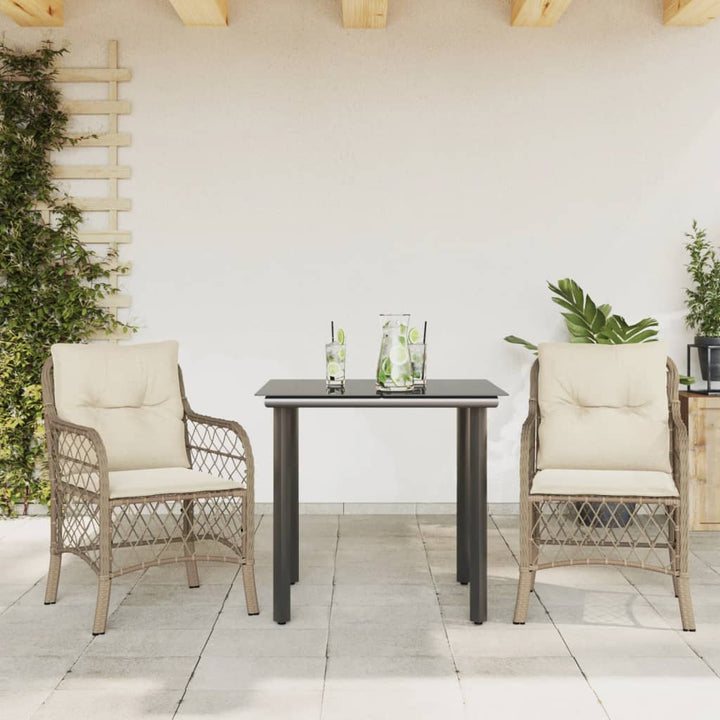 Matgrupp För Trädgården Med Dynor 5 Delar Beige Konstrotting
