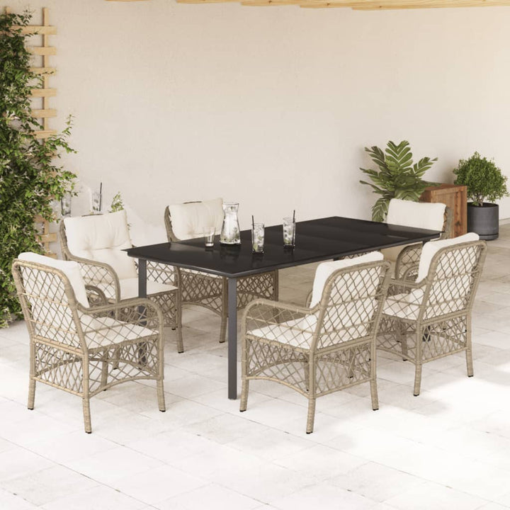 Matgrupp För Trädgården Med Dynor 5 Delar Beige Konstrotting