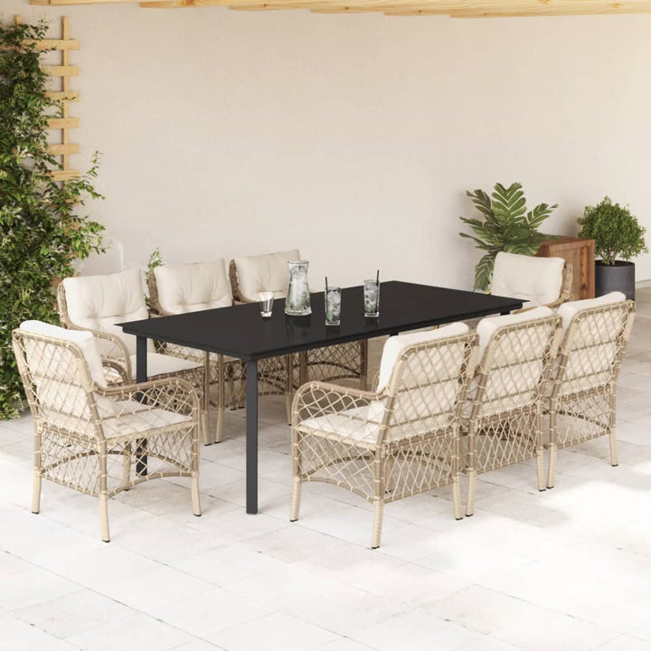 Matgrupp För Trädgården Med Dynor 5 Delar Beige Konstrotting