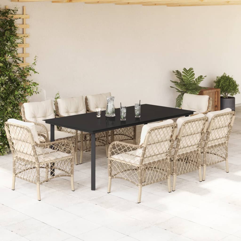 Matgrupp För Trädgården Med Dynor 5 Delar Beige Konstrotting