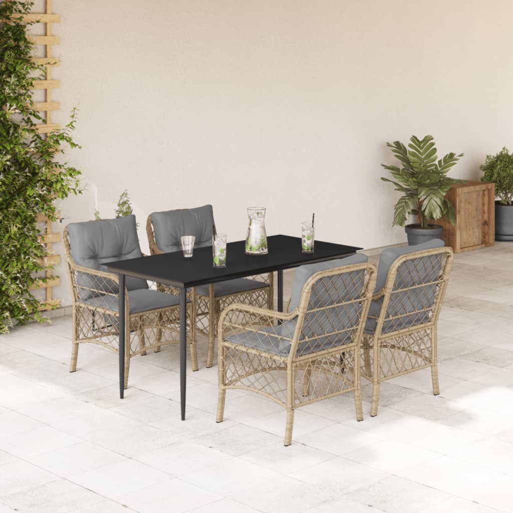 Matgrupp För Trädgården Med Dynor 5 Delar Mixbeige Konstrotting