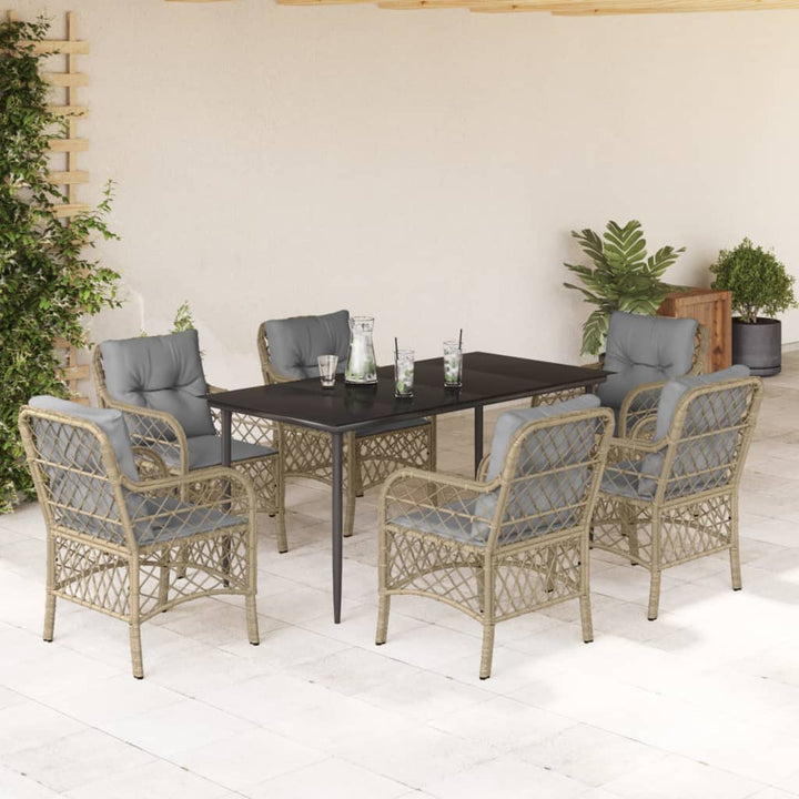 Matgrupp För Trädgården Med Dynor 5 Delar Mixbeige Konstrotting
