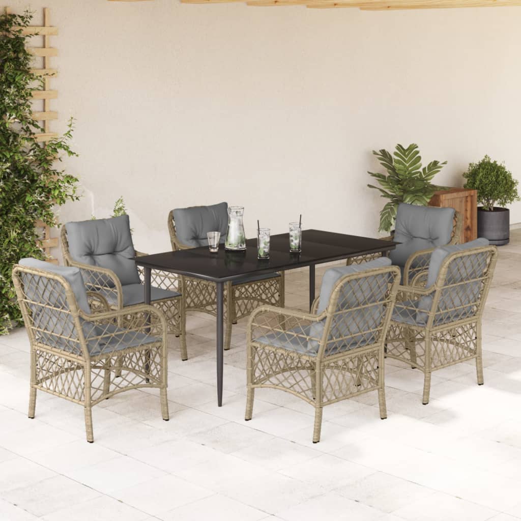 Matgrupp För Trädgården Med Dynor 5 Delar Mixbeige Konstrotting