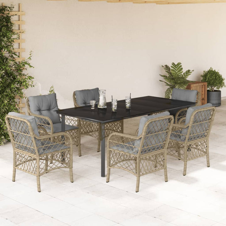 Matgrupp För Trädgården Med Dynor 5 Delar Mixbeige Konstrotting