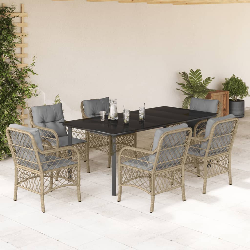 Matgrupp För Trädgården Med Dynor 5 Delar Mixbeige Konstrotting