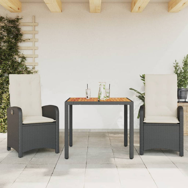 Matgrupp För Trädgården Med Dynor 5 Delar Svart Konstrottning