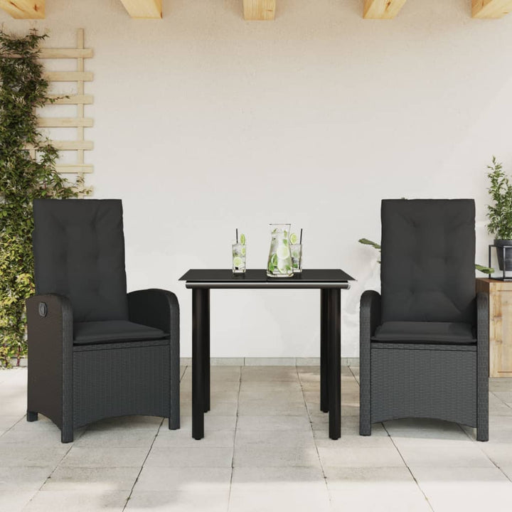 Matgrupp För Trädgården Med Dynor 7 Delar Svart Konstrotting