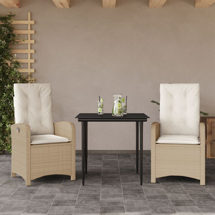 Matgrupp För Trädgården Med Dynor 7 Delar Beige Konstrotting