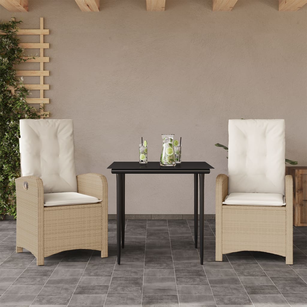 Matgrupp För Trädgården Med Dynor 7 Delar Beige Konstrotting