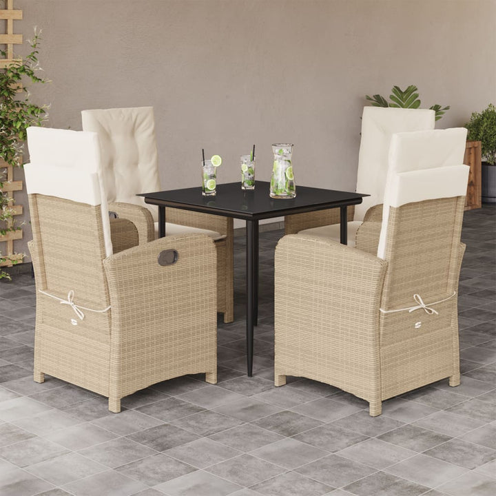 Matgrupp För Trädgården Med Dynor 7 Delar Beige Konstrotting