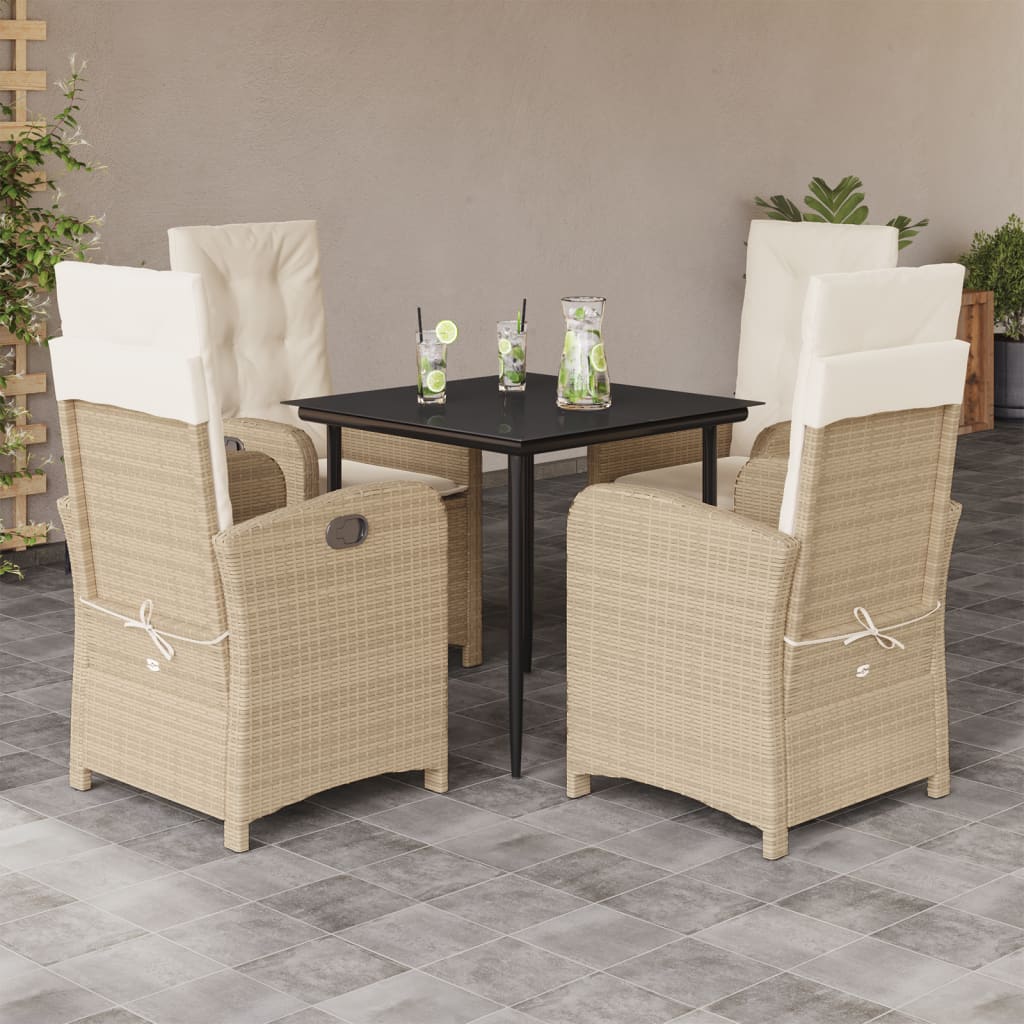 Matgrupp För Trädgården Med Dynor 7 Delar Beige Konstrotting