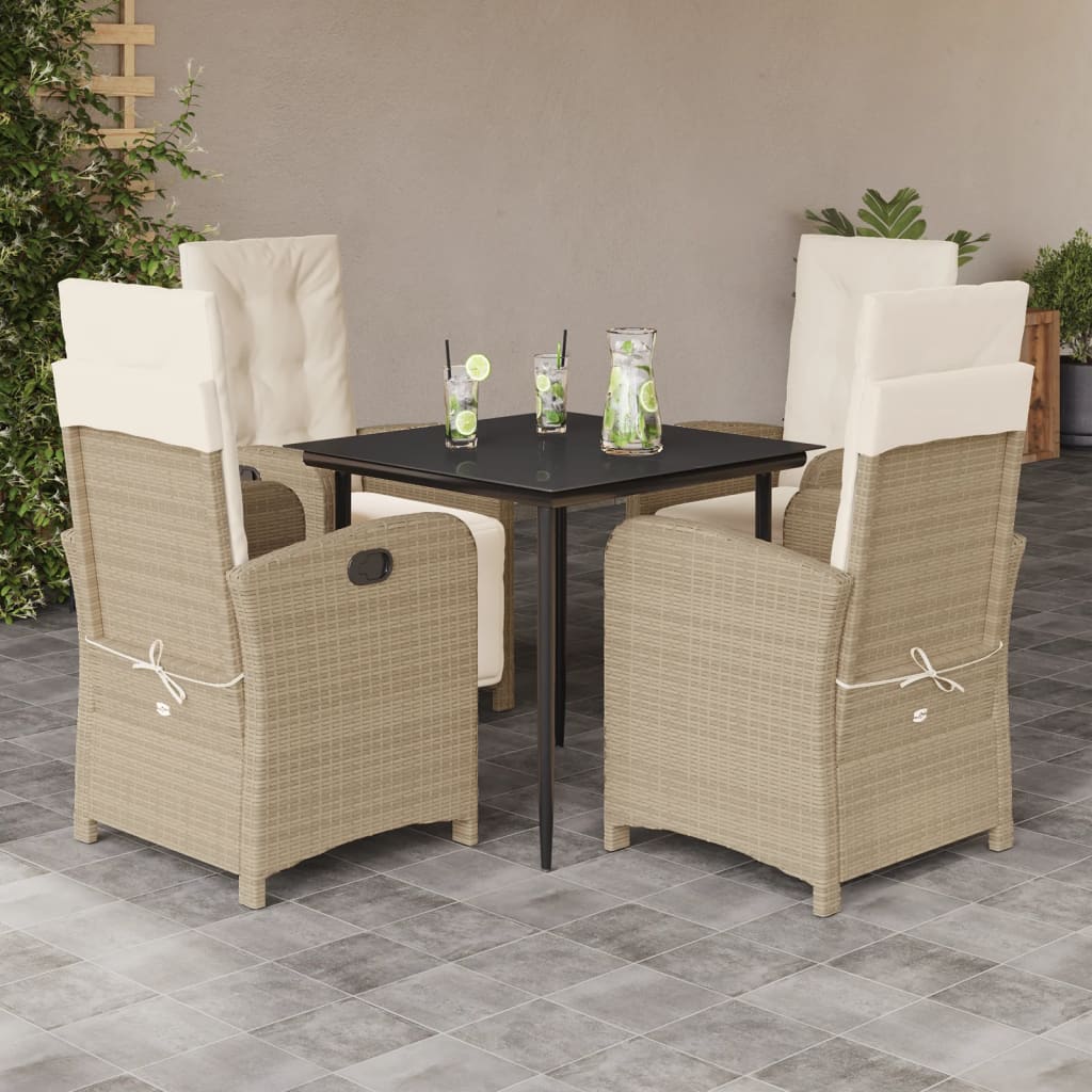 Matgrupp För Trädgården Med Dynor 7 Delar Beige Konstrotting