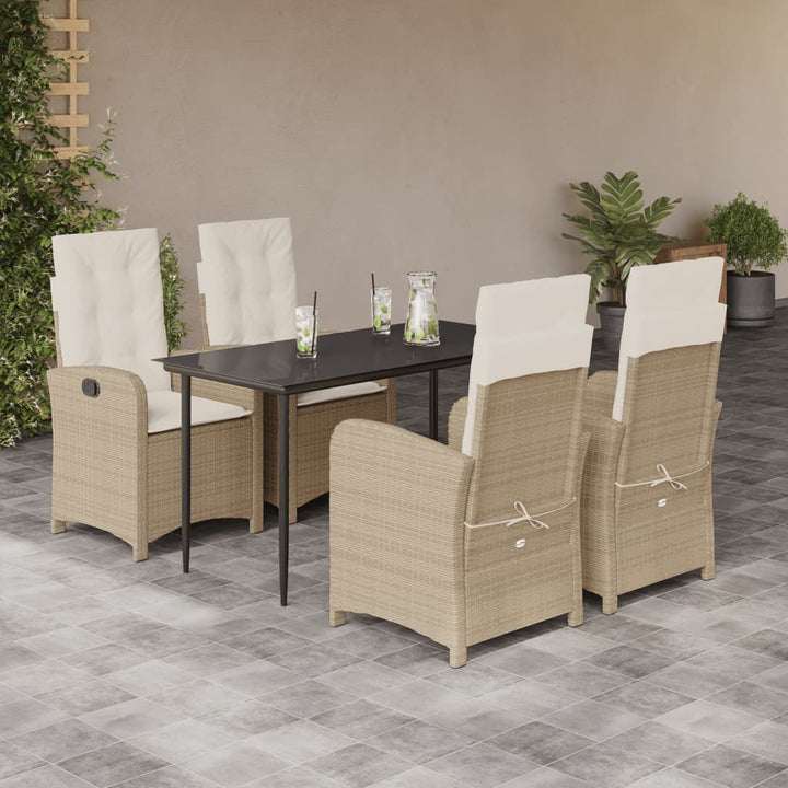 Matgrupp För Trädgården Med Dynor 7 Delar Beige Konstrotting