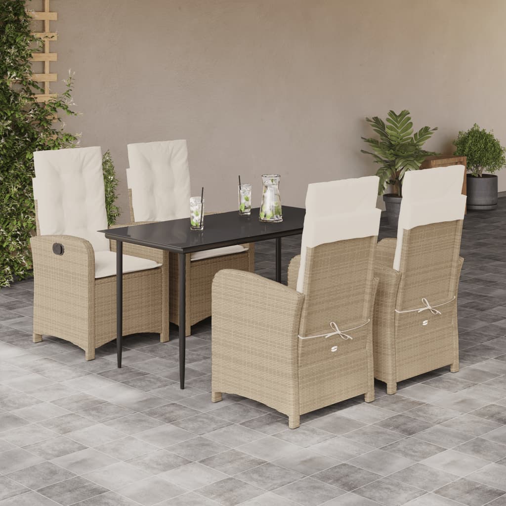 Matgrupp För Trädgården Med Dynor 7 Delar Beige Konstrotting
