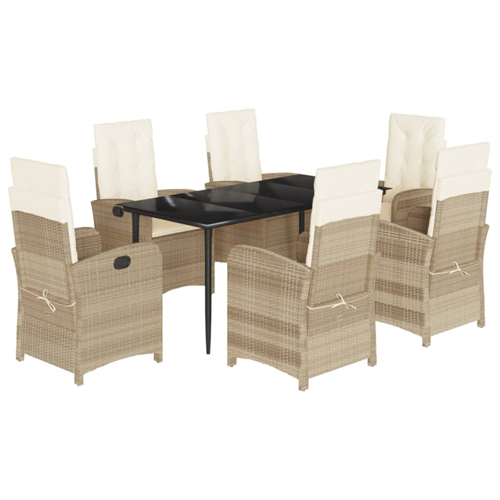 Matgrupp För Trädgården Med Dynor 7 Delar Beige Konstrotting