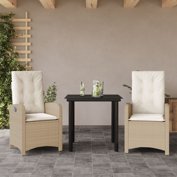 Matgrupp För Trädgården Med Dynor 7 Delar Beige Konstrotting