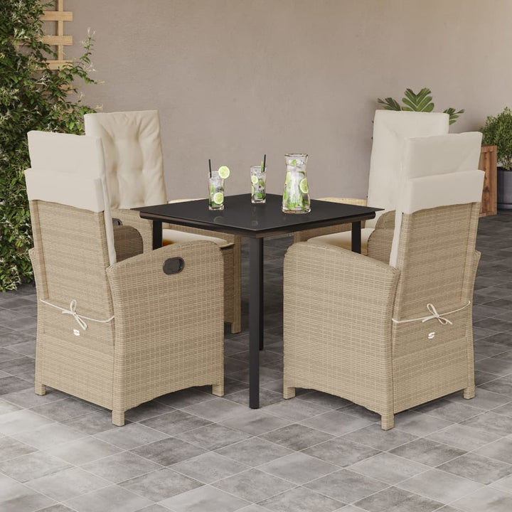 Matgrupp För Trädgården Med Dynor 7 Delar Beige Konstrotting