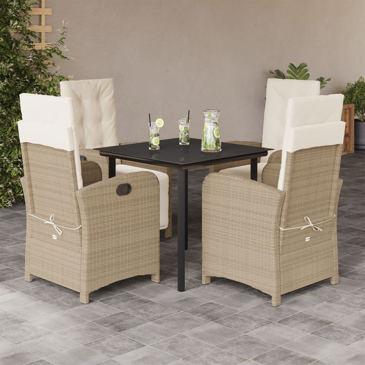 Matgrupp För Trädgården Med Dynor 7 Delar Beige Konstrotting