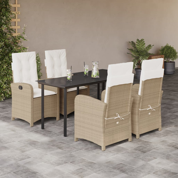 Matgrupp För Trädgården Med Dynor 7 Delar Beige Konstrotting