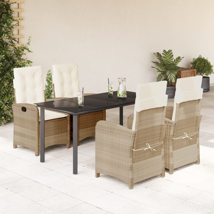 Matgrupp För Trädgården Med Dynor 7 Delar Beige Konstrotting