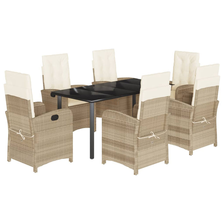 Matgrupp För Trädgården Med Dynor 7 Delar Beige Konstrotting