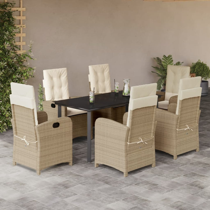Matgrupp För Trädgården Med Dynor 7 Delar Beige Konstrotting