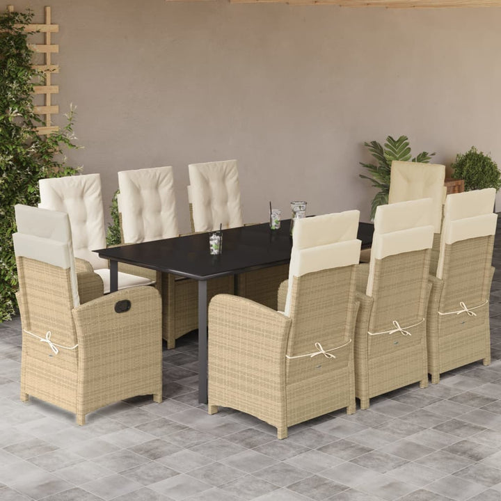 Matgrupp För Trädgården Med Dynor 7 Delar Beige Konstrotting