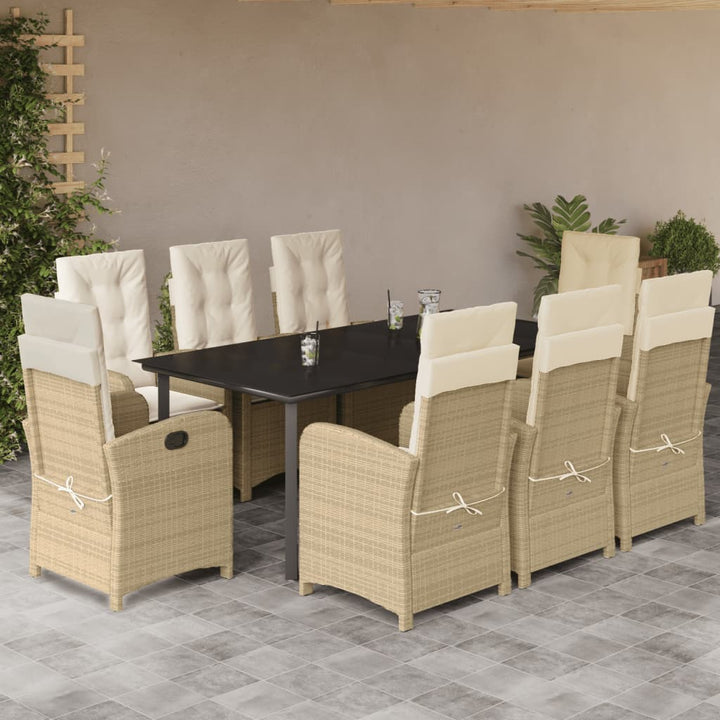 Matgrupp För Trädgården Med Dynor 7 Delar Beige Konstrotting