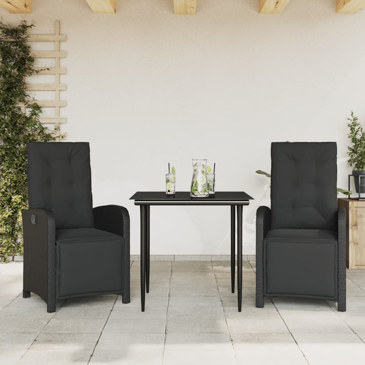 Matgrupp För Trädgården Med Dynor 7 Delar Svart Konstrotting
