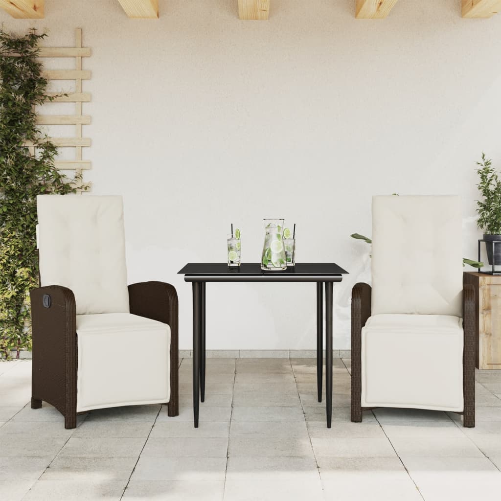Matgrupp För Trädgården Med Dynor 5 Delar Brun Konstrotting
