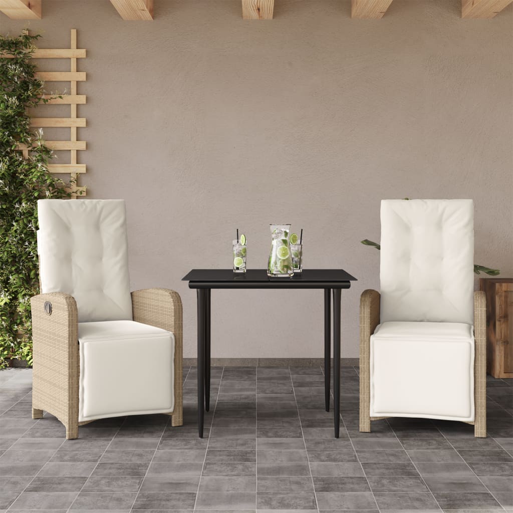 Matgrupp För Trädgården Med Dynor 7 Delar Beige Konstrotting