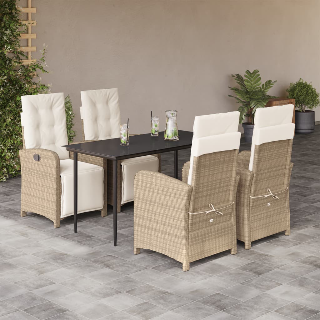 Matgrupp För Trädgården Med Dynor 7 Delar Beige Konstrotting