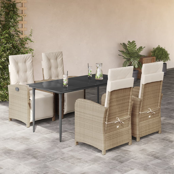 Matgrupp För Trädgården Med Dynor 7 Delar Beige Konstrotting