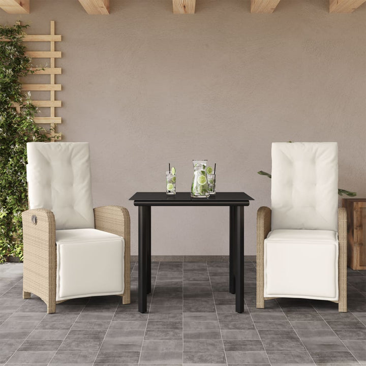 Matgrupp För Trädgården Med Dynor 7 Delar Beige Konstrotting