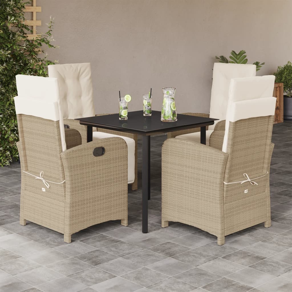 Matgrupp För Trädgården Med Dynor 7 Delar Beige Konstrotting