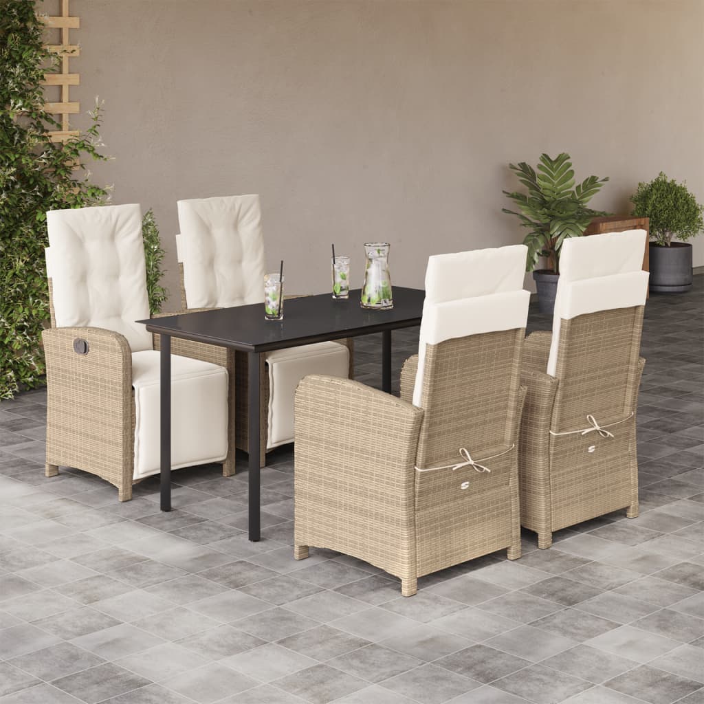 Matgrupp För Trädgården Med Dynor 7 Delar Beige Konstrotting