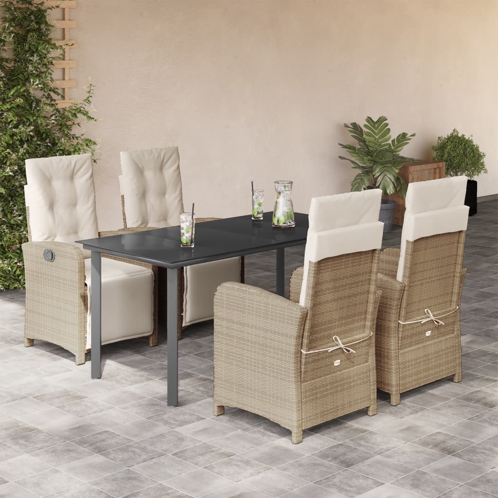 Matgrupp För Trädgården Med Dynor 7 Delar Beige Konstrotting