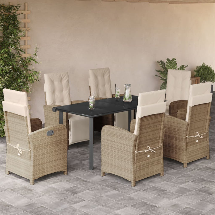 Matgrupp För Trädgården Med Dynor 7 Delar Beige Konstrotting