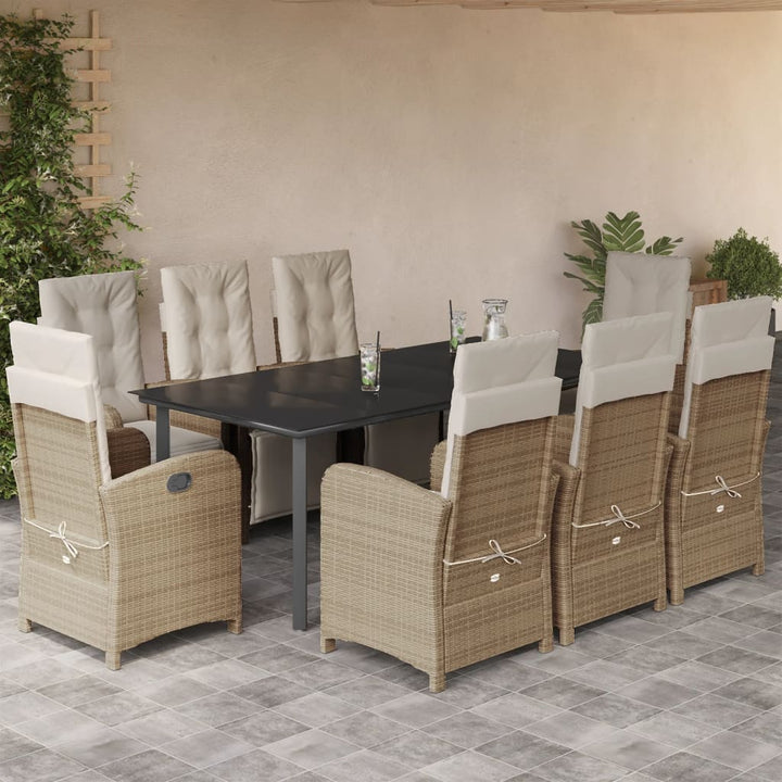 Matgrupp För Trädgården Med Dynor 7 Delar Beige Konstrotting