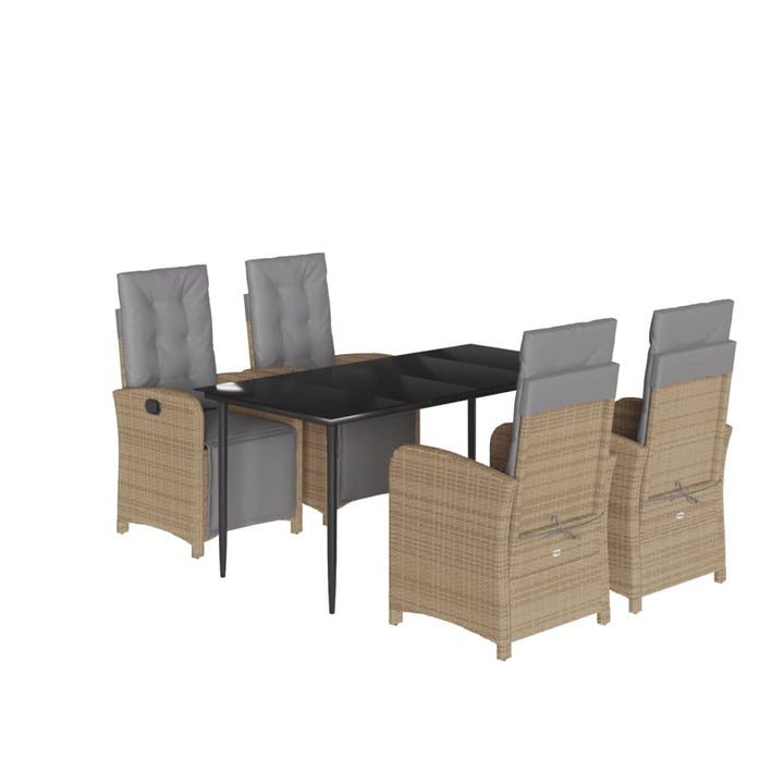 Matgrupp För Trädgården Med Dynor 5 Delar Beige Konstrotting
