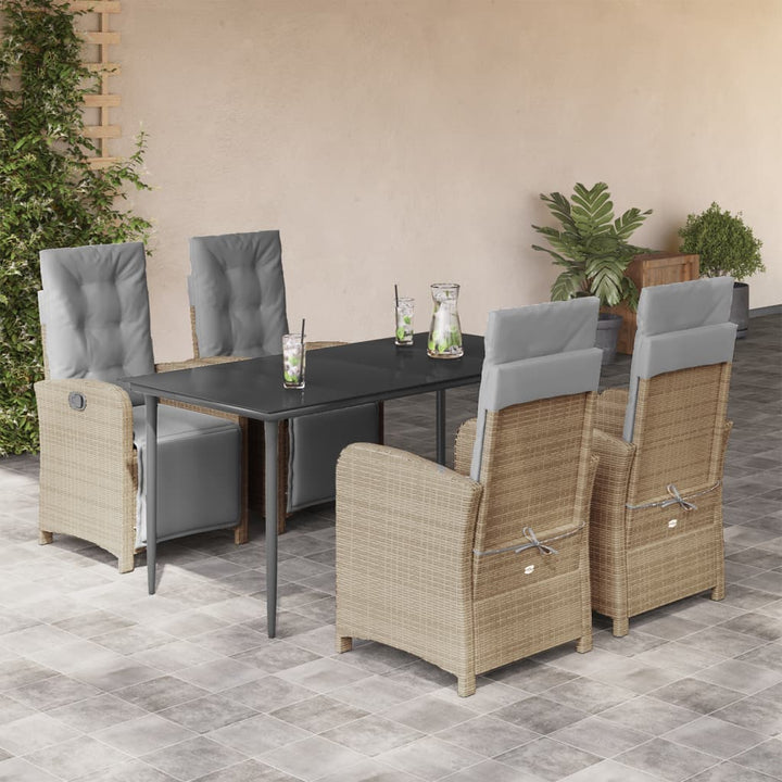 Matgrupp För Trädgården Med Dynor 5 Delar Beige Konstrotting