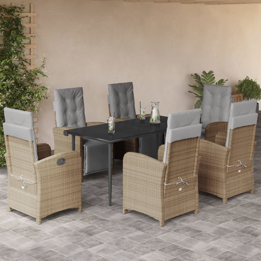 Matgrupp För Trädgården Med Dynor 5 Delar Beige Konstrotting