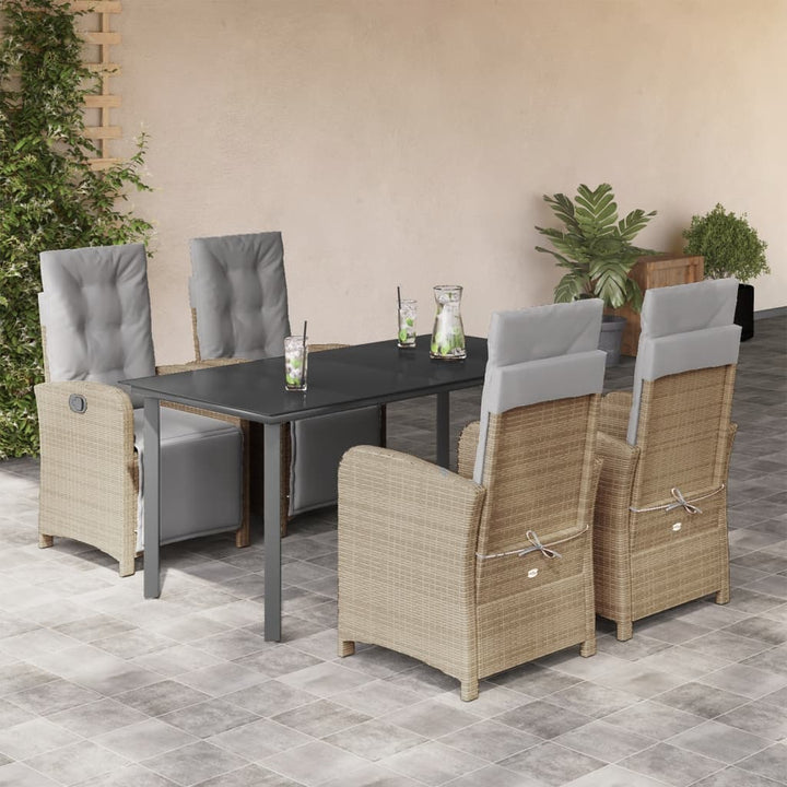 Matgrupp För Trädgården Med Dynor 5 Delar Beige Konstrotting